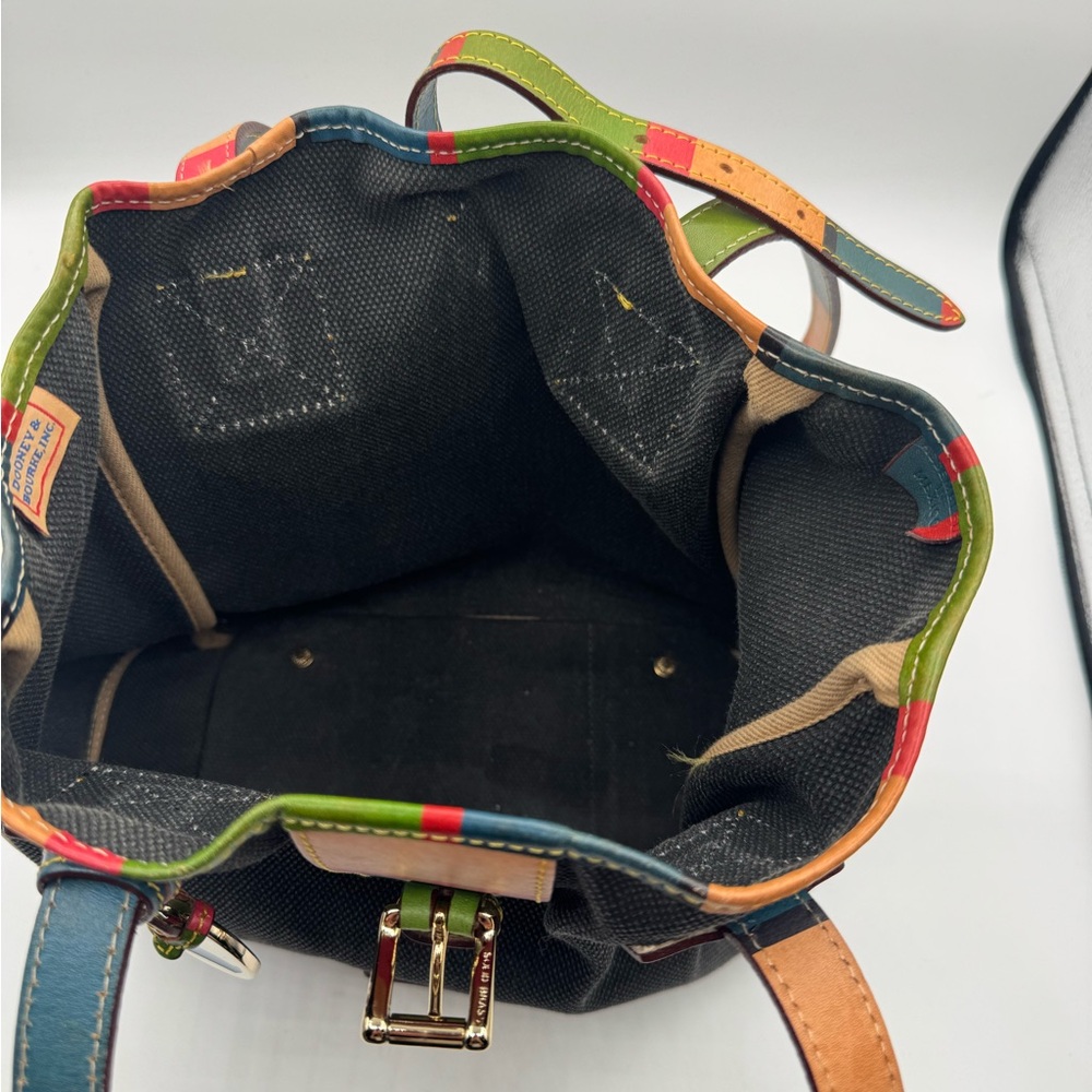 Dooney & Bourke grayblue Canvas Tote w/Leather multicolor leather Straps & trim - Picture 9 of 11